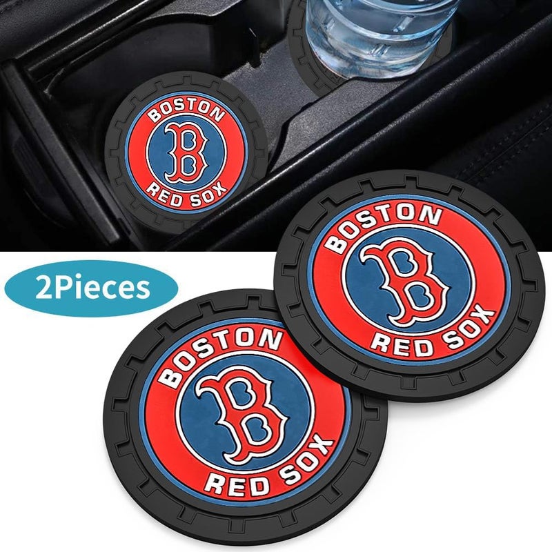 WiiFiive Car Cup Holder Coasters for Boston Red Sox Baseball Fans, Red Sox Car Coasters for Cup Holder Insert Silicone Non-Slip - Image 2